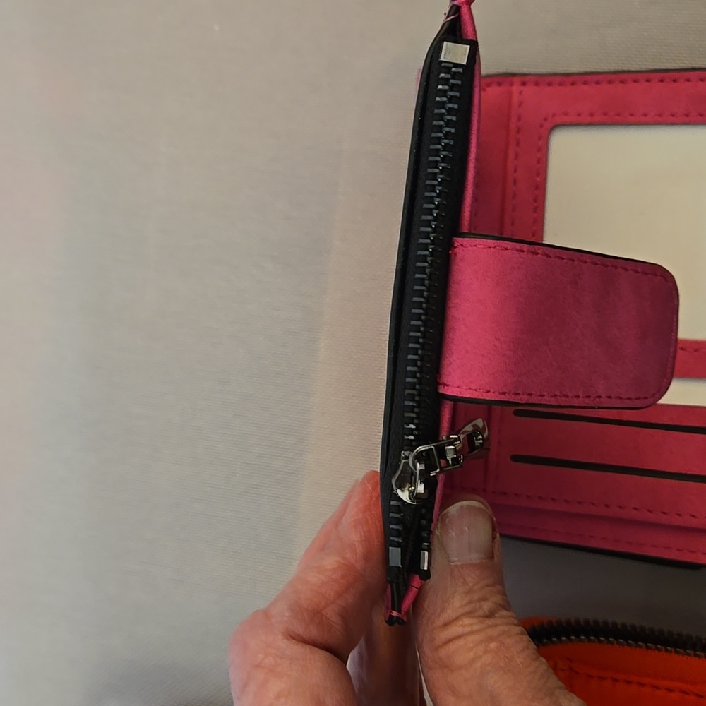 Orange Wallet with Zip Closure. Pink Wallet. Green.wallet - Picture 10 of 16